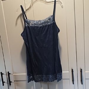 Maurices Navy Crinkle Lace-Trim Cami